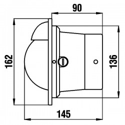 Kompass Ø 100 mm, vit-svart, skottmonterad BP2