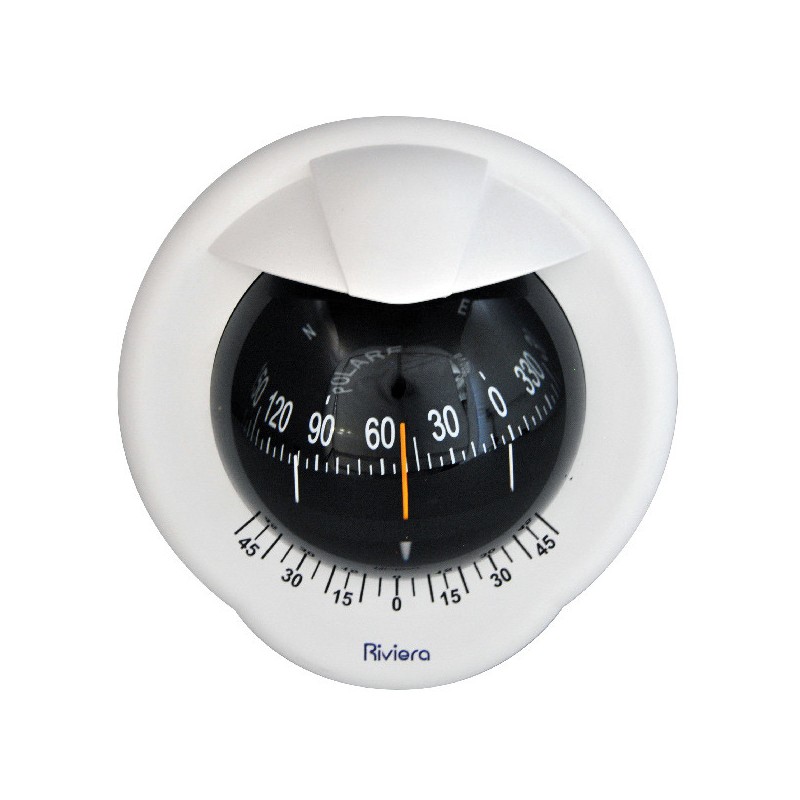 Compass Ø 100 mm, white-black, bulkhead mounted BP2
