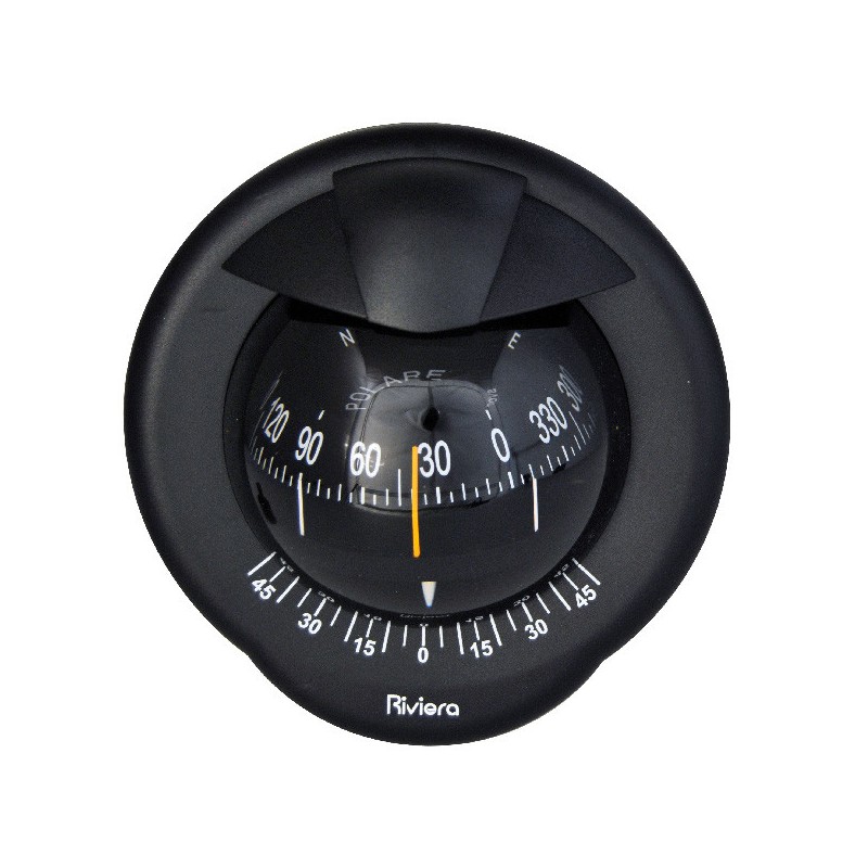 Compass Ø 80 mm, black, bulkhead mounted BP1