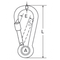 Carbine hook, 8 X 80 mm, A4-AISI316