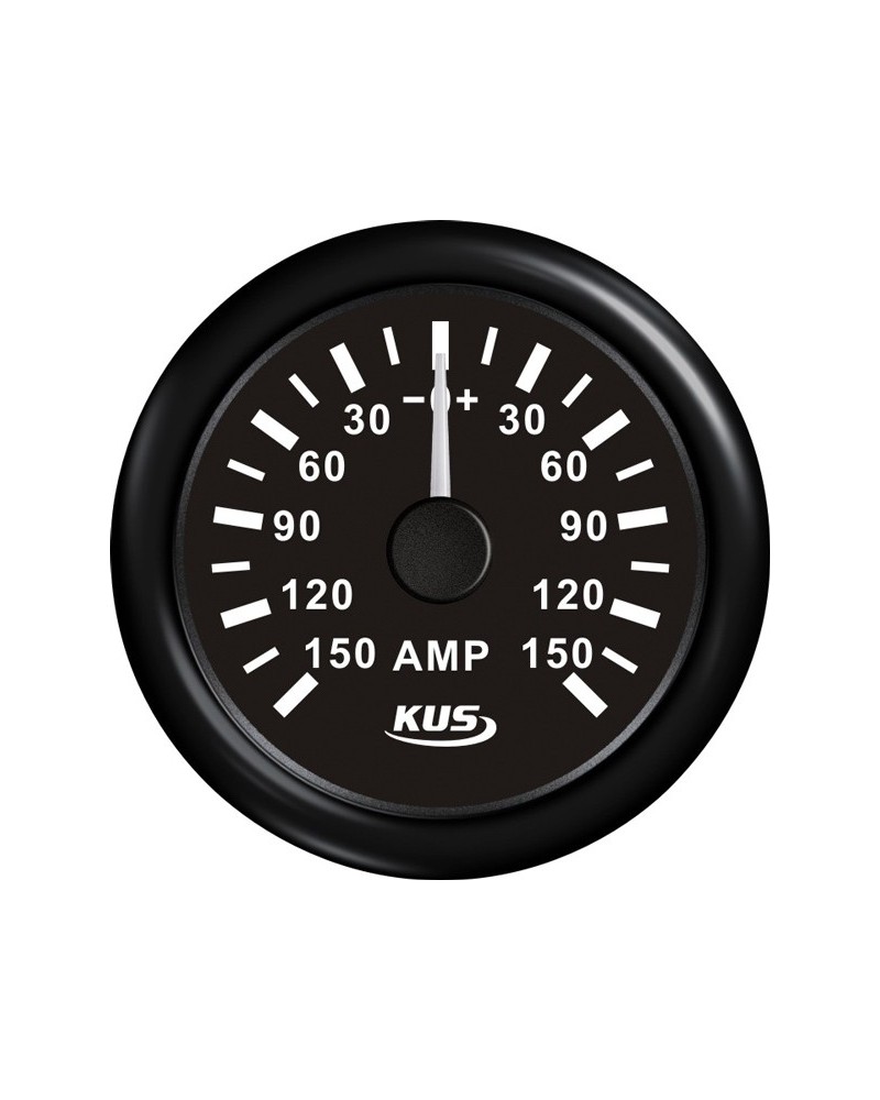 KUS amperemeter svart, 150Amp shunt 12/24V