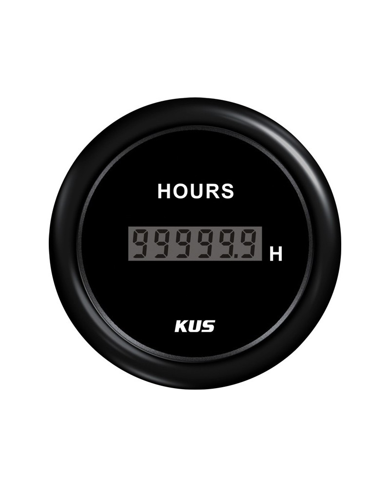 Kus digital hour counter, black, 12/24V