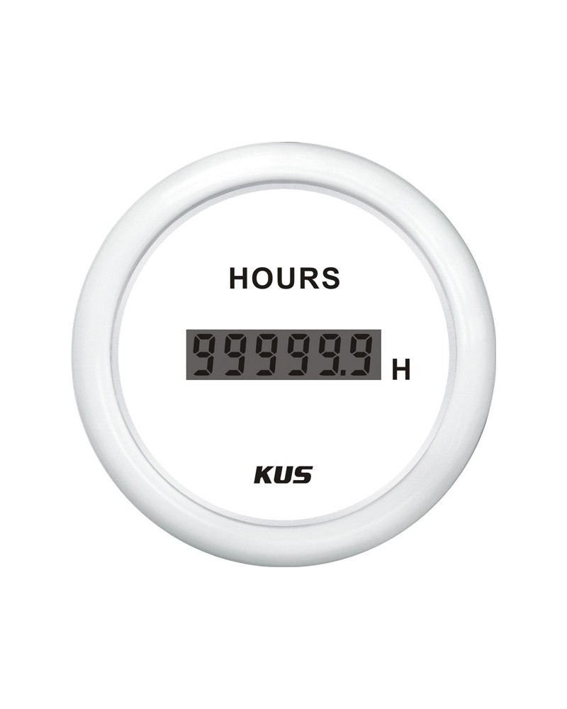 Kus digital hour counter, white, 12/24V