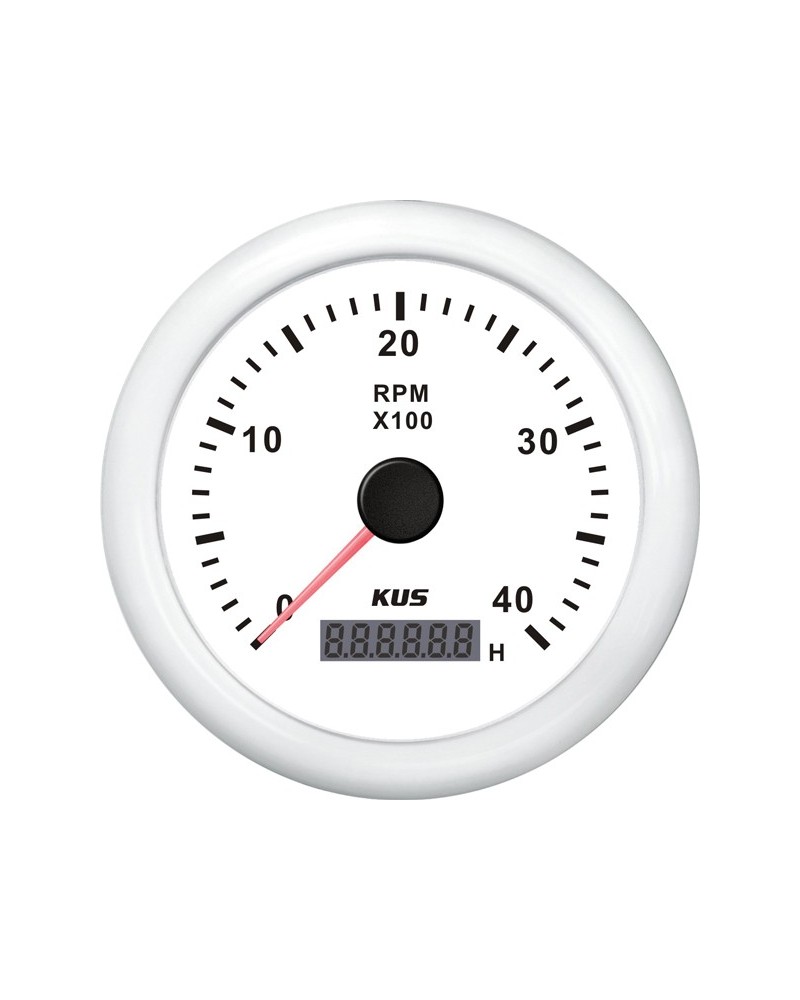 KUS varvmätare m/timräknare till bensin vit, 0-4000