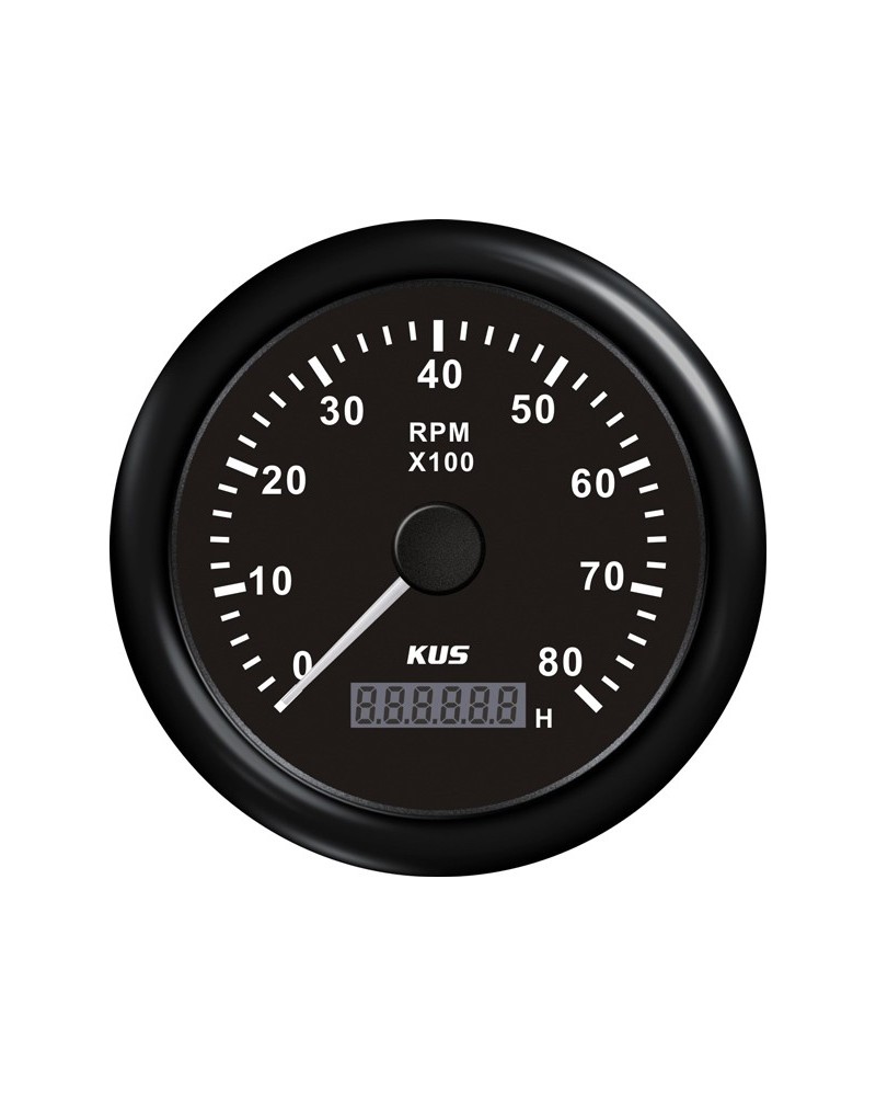 KUS tachometer w/hour counter for petrol black, 0-8000