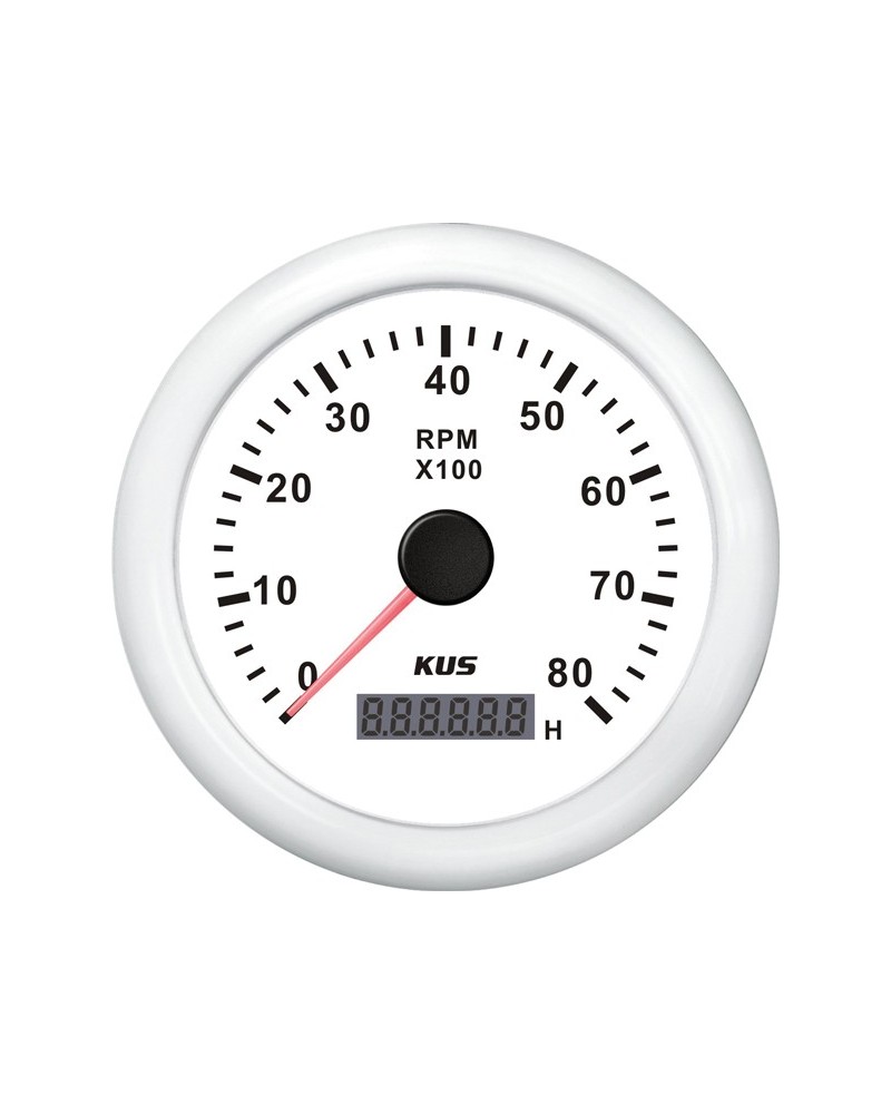KUS varvmätare m/timräknare till bensin vit, 0-8000