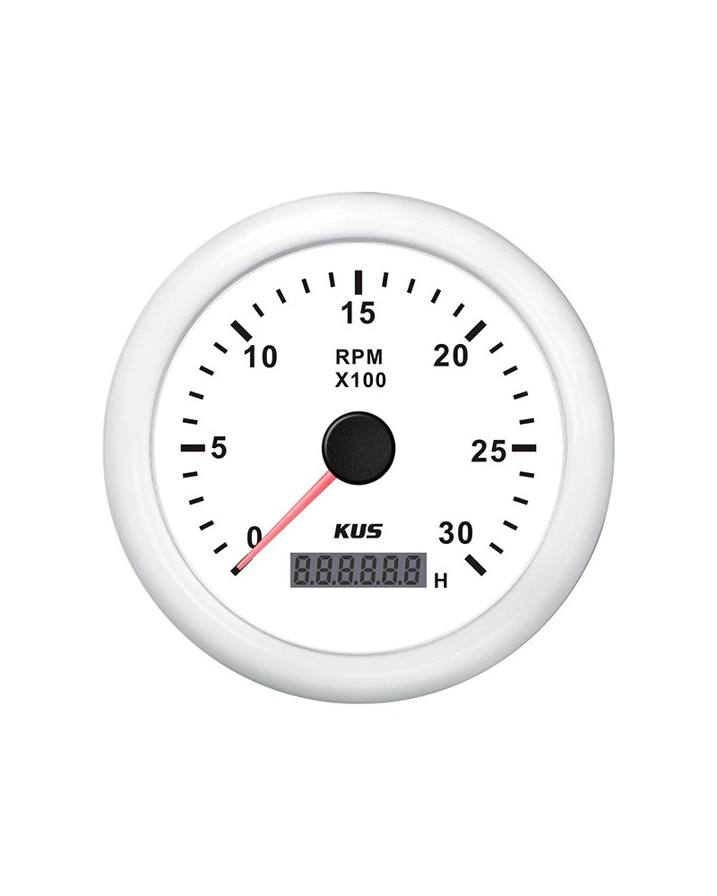KUS tachometer w/hour counter for diesel white, 0-3000