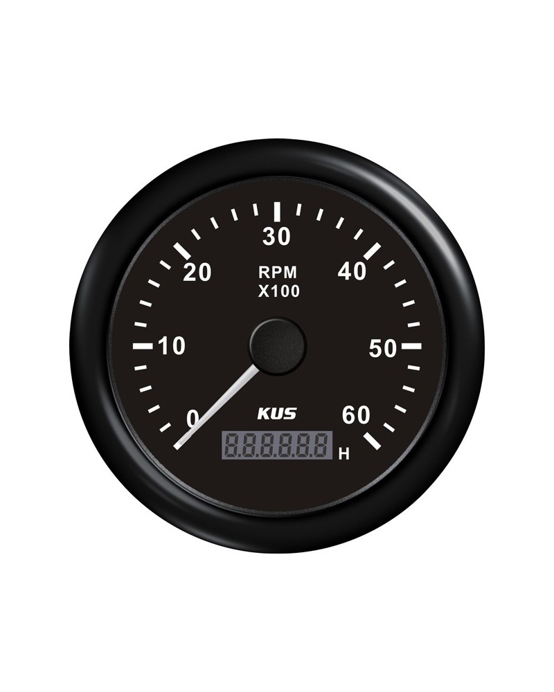 KUS tachometer w/hour counter for diesel black, 0-6000