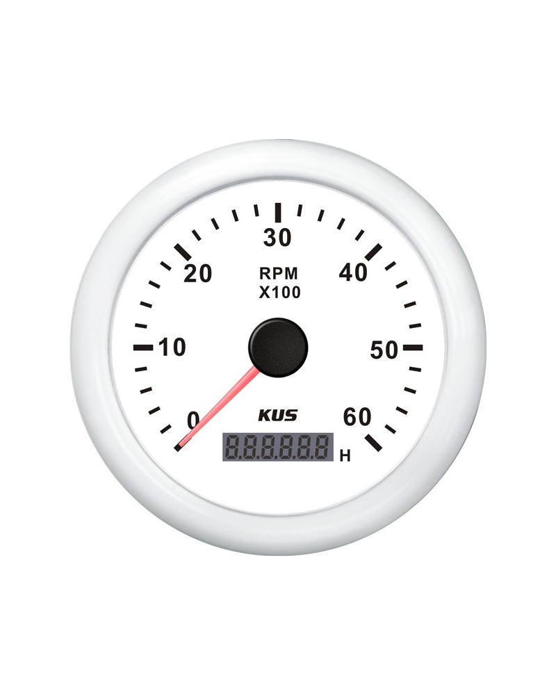 KUS tachometer w/hour counter for diesel white, 0-6000